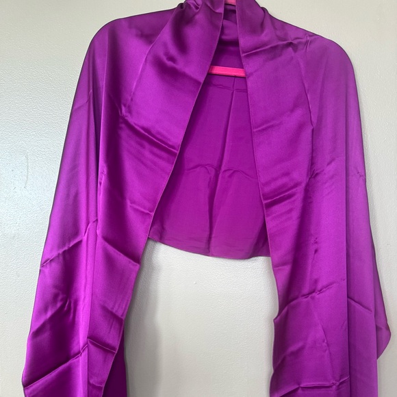 unbranded Accessories - GUC Unbranded Silky Scarf Solid Pink Fuchsia Extra Long Shawl Wrap Sari Stained